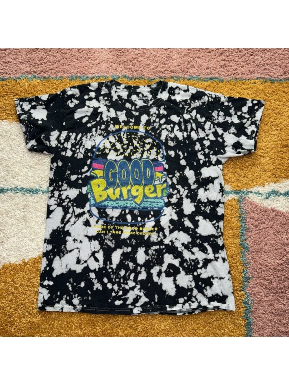 Nickelodeon Mens Good Burger Can I Take Your Order Black Tie Dye Shirt Large